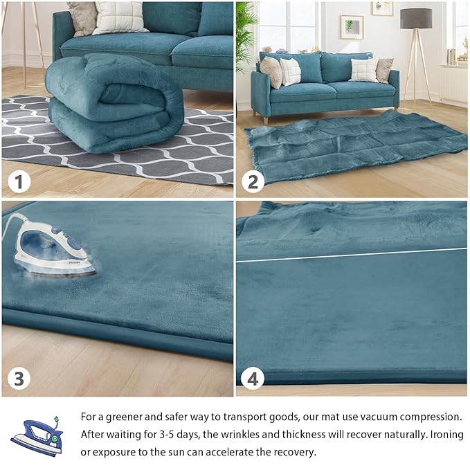 Baby Play Mat for Floor Tummy Time Mat Nursery Rug Muscle Area Playroom Rug Tatami 79"x118" Memory Foam 1.3" Thick Crawling For Babies,Toddlers, Infants, Kids,Floor(Green)-CubbioJoy