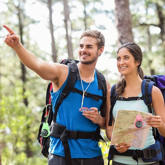 Compass for Kids Hiking and Survival Small Mini Pocket Compasses Keychain Lanyard Boy Scout Party Favor Toy Set, Bulk-CubbioJoy