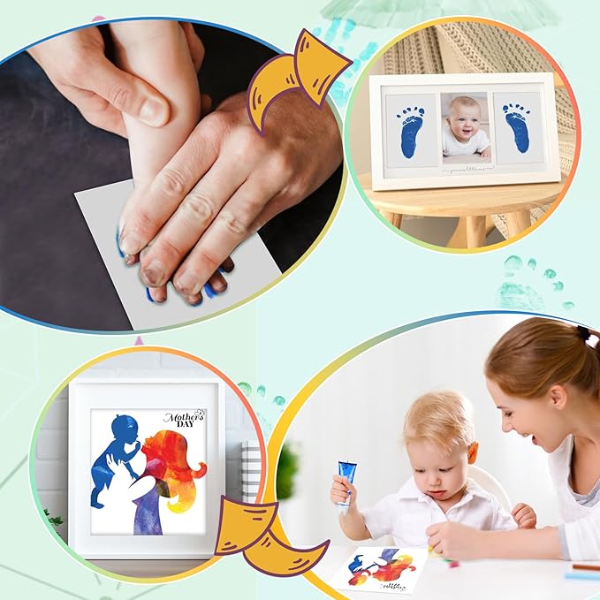 75ml Blue Baby Hand and Footprint Ink Kit, Baby Handprint Footprint Paint for Newborn Keepsake, Dog Cat Paw Print Kit, Washable, Non Toxic Acid-Free, Safe Gentle for Ideal New Mom Gifts-CubbioJoy
