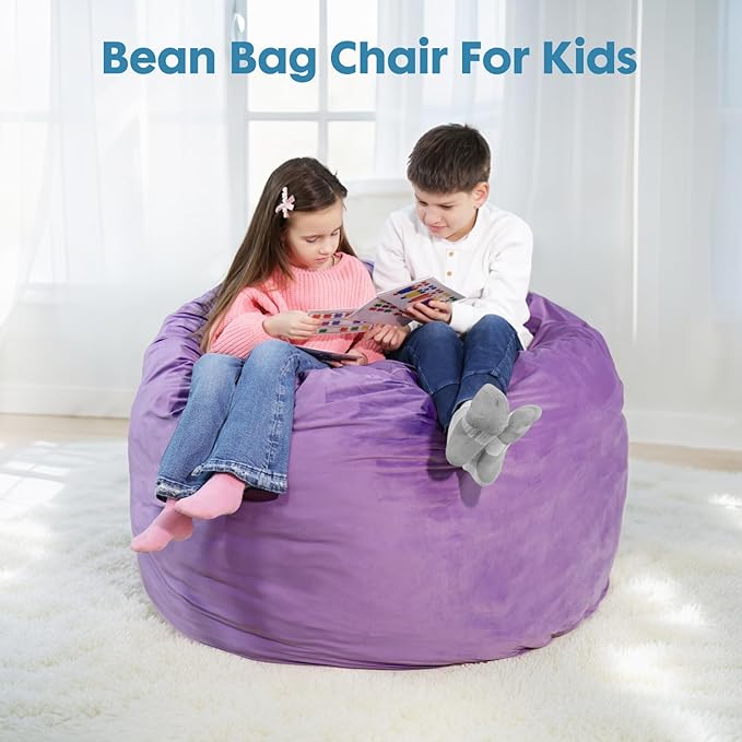 Bmag Giant Bean Bag Chair for Adults, 6FT Bean Bag Chair Convertible Bean Bag Pad, Large Chairs with Memory Foam Filler, Removable Washable Cover for Living Room Bedroom Office - Purple-CubbioJoy