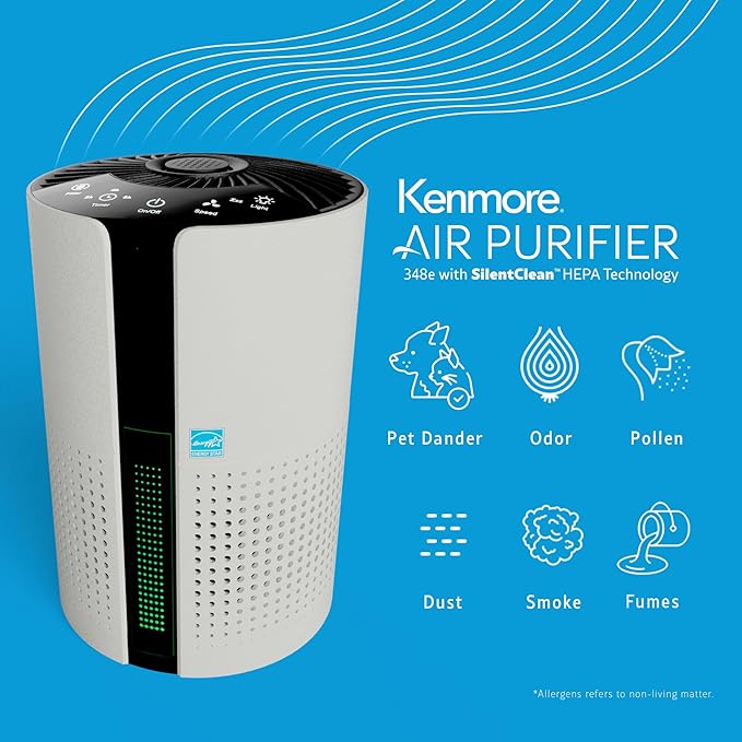 Kenmore PM1010 Air Purifiers for Bedroom Up to 348 Sq.Foot with H13 True HEPA Filter, Child Lock, Sleep Mode for Small Rooms-CubbioJoy