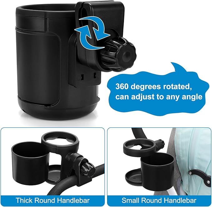 Accmor Universal Cup Holder, Stroller Cup Holder, 360° Rotatable Large Caliber Designed Bottle Holder for Stroller, Bike, Wheelchair, Walker, Scooter-CubbioJoy