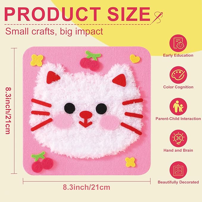 DIY Embroidery Doll Kit, Cartoon Animal Craft Sewing Kit for Kids, Felt Crafts, Beginner Sewing for Kids Ages 4-8 Plus - Helps Develop Fine Motor Skills (6PCS-Deer/Elephant/Bear/Duck/Pig/Panda)-CubbioJoy