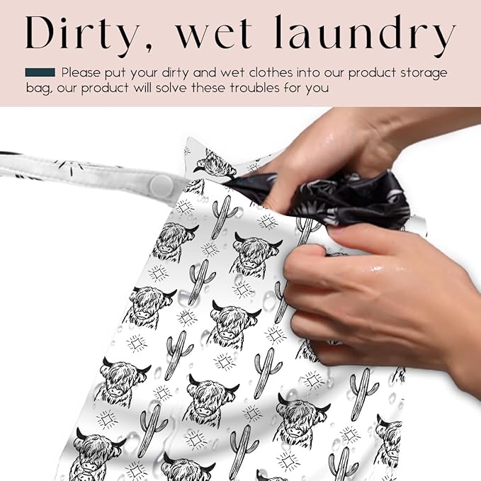 Waterproof Wet Bag for Swimsuit, Travel Beach Wet Dry Bag, Hidden Zipper Reusable Western Cowgirl Wet Bags, for Travel Beach Wet Swimsuits Toiletries Diapers Laundry Bag-CubbioJoy