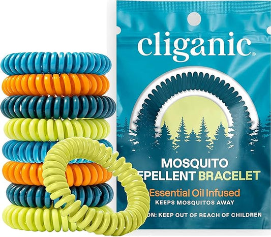 Cliganic 50 Pack Mosquito Repellent Bracelets for Adults & Kids - Natural DEET-Free Bands, Individually Wrapped-CubbioJoy
