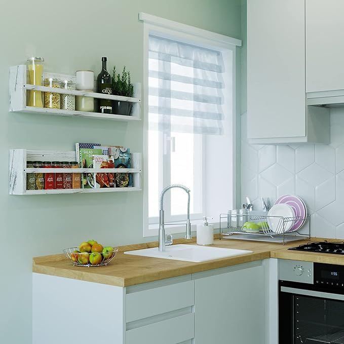 Brightmaison Polynez 30" Floating Shelves for Wall Decor, Kids Bookshelf, Nursery Book Shelves, Multiuse Shelf Set of 2 Wood Burnt White-CubbioJoy