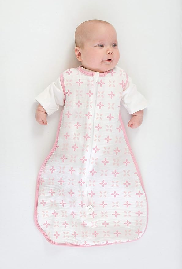 Amazing Baby Cotton Muslin Sleeping Sack, For Baby Girl, Wearable Blanket with 2-way Zipper, Springfield, Pink, Medium (6-12 Month)-CubbioJoy
