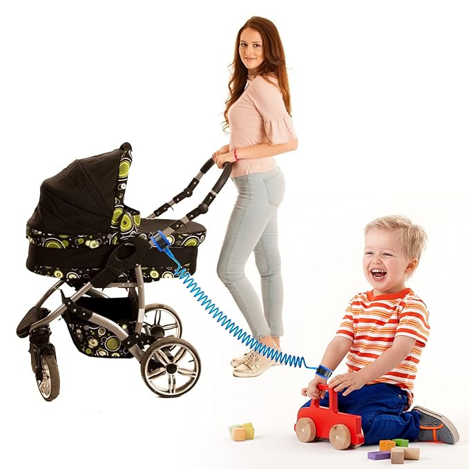 Anti Lost Wrist Link for Toddlers, Safety Toddler Leash, Child Leash, Wrist Leash for Babies and Kids, Children's Safety Wristband for Outdoor, Family Travel(8.2ft/2.5m,Blue)-CubbioJoy