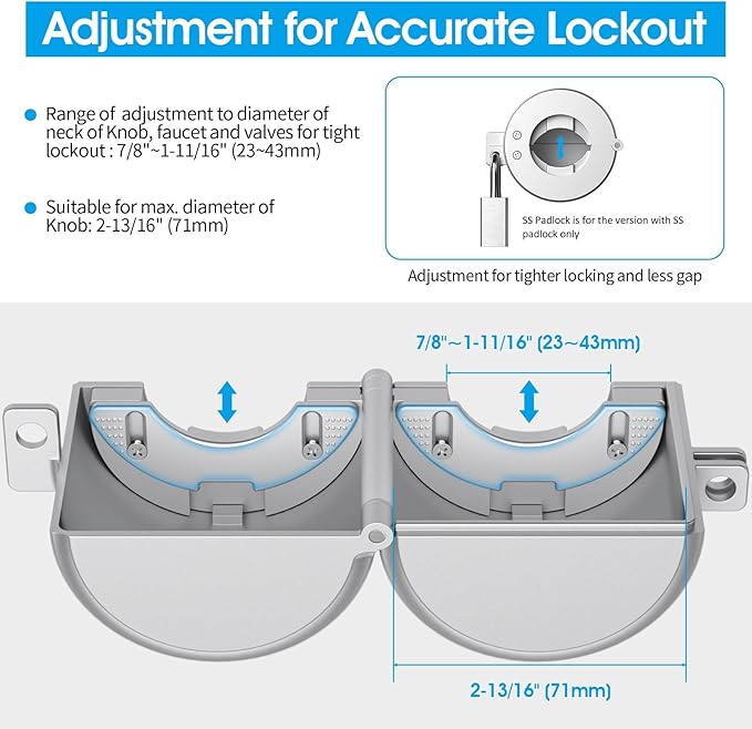 AST Door Knob Lockout Device with SS Padlock and Brass Keys, Childproof Door Knob, Security Lock for Toddler and Dementia Proof, Safety Cover, Doorknob Protection, Matte Silver with SS Padlock-CubbioJoy