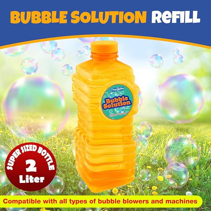 Bubble Solution | Bubbles Refill Solution 68 Oz. | Ready to Use Solution for Bubble Machines, Wands, Guns, & Other Bubble Blower Toys for Toddlers & Kids | Easy Grip Bulk Bottle-CubbioJoy