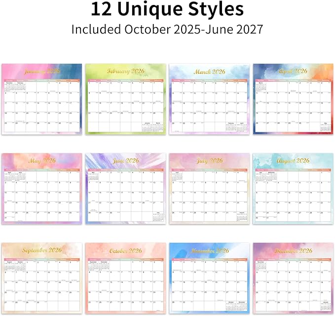 2025-2027 Magnetic Fridge Calendar 21 Monthly Magnetic Calendar for Refrigerator Planner Runs from October 2025 Until June 2027 Easy Organizing Markers Tearable (Colorful)-CubbioJoy