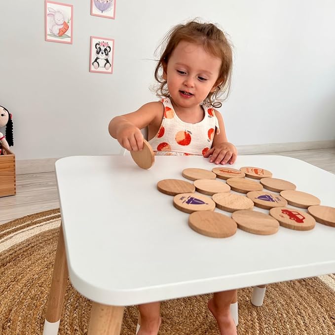 bee smart Wooden Memory Game - Matching Memory Game for Kids 3 and Up, 16Pcs | Educational Toy for Preschool Toddlers Board Games (Animals)-CubbioJoy