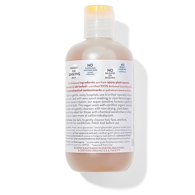 California Baby Super Sensitive Baby Shampoo and Body Wash | 100% Plant-Based | Gentle Fragrance Free Shampoo | Hypoallergenic | 251 mL / 8.5 oz-CubbioJoy