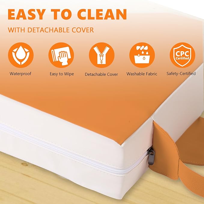 Booster Seat for Kitchen Chair with Adjustable Straps, Toddler Booster Seats for Dining Table Portable for Travel Camping Eating, Booster Cushion for Table for Baby Child Infant Kid Boy Girl-CubbioJoy