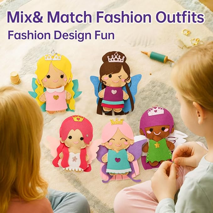 Cymbana Princess Felt Craft Kit for Girls Beginner Sewing Kit, Arts and Crafts for Kids Ages 8-12 Make Your Own Fashion Designer Kits-CubbioJoy