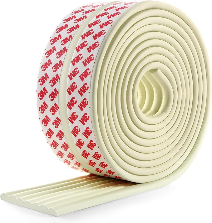 Baby Proofing Edge Corner Protector,16.4 ft Edge Guards Padding with 3M Adhesive, Extra-Wide Soft Rubber Foam Padding, Furniture,Sharp Edge Safety Corner Edge Bumper Guard- Cream-CubbioJoy