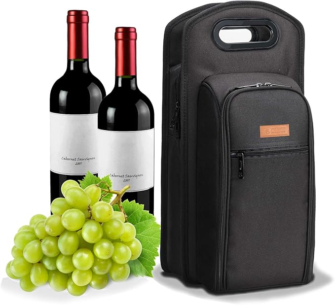 ALLCAMP 6 Piece Wine Travel Bag and Insulated Wine Carrier Tote Carrying Cooler Bag with Handle,Great Gift for Wine Lover-CubbioJoy