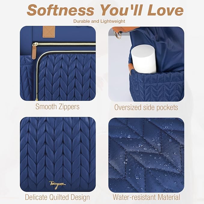 Diaper Bag Tote, Large Baby Diaper Bags Waterproof, Hospital Bag for Labor Delivery with Pacifier Case, Changing Pad, Shoulder Strap, Dark Blue-CubbioJoy