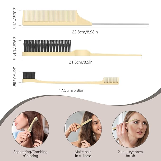 Curl Defining Brush, Curly Hair Brush, Slick Back Hair Brush, For Combing and Shaping Curls in All Hairstyles to Reduce Pulling (Beige)-CubbioJoy