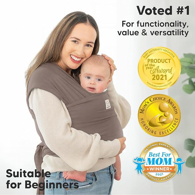 KeaBabies Baby Wrap Carrier - All in 1 Original Baby Carrier Newborn to Toddler Sling, Easy to Wear, Hands Free Bonding, Lightweight, Breathable Infant Wraps (Copper Gray)-CubbioJoy