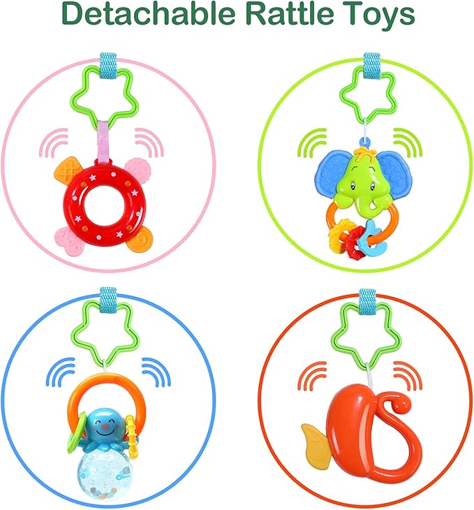 CUTE STONE Baby Gym Play Mat, Play Piano Gym with Tummy Time Activity Mat, Musical Activity Center for Infants Toddlers-CubbioJoy