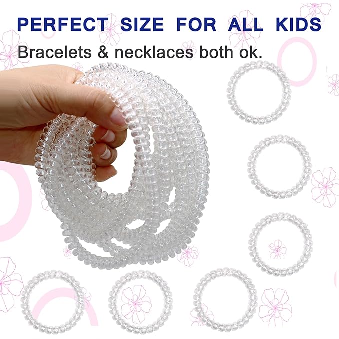 Chew Necklaces for Sensory Kids, 12 Pcs Clear Coil Chewy Necklaces Stretchy Bracelet for Boys Girls with Autism ADHD SPD,Oral Motor Chewable Necklace Reduce Anxiety and Fidgeting Stress-CubbioJoy