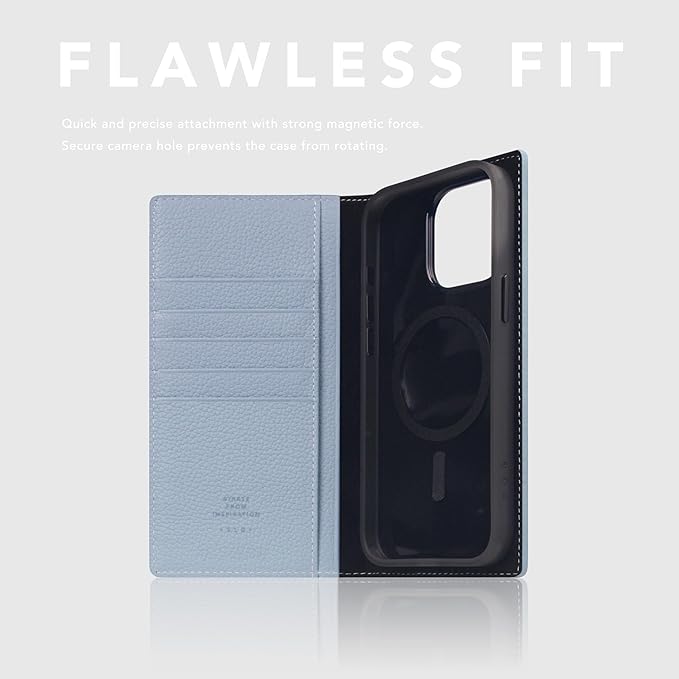 D8 Full Grain Leather Wallet Case for iPhone 15 Pro Max - [2-in-1] Handcrafted Detachable Diary Style with Magnetic MagSafe Back Cover, Gift Box Included (Powder Blue)-CubbioJoy