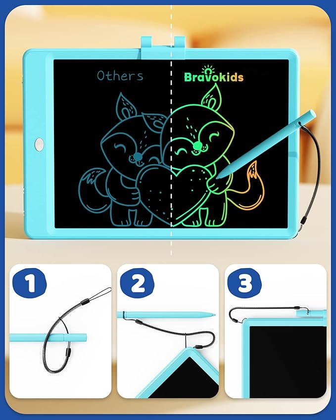 Bravokids Toys for 3-6 Years Old Girls Boys, LCD Writing Tablet 10 Inch Doodle Board, Electronic Drawing Pads, Educational Birthday Gift for 3 4 5 6 7 8 Years Old Kids Toddler (Blue)-CubbioJoy