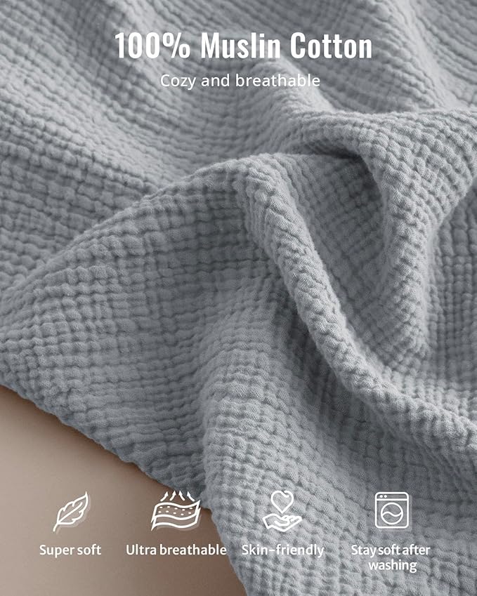 Blissful Diary Muslin Baby Changing Pad with Waterproof Lining Foam, Diaper Changing Table Pad with Cover for Dressers (Gray, Rectangular)-CubbioJoy