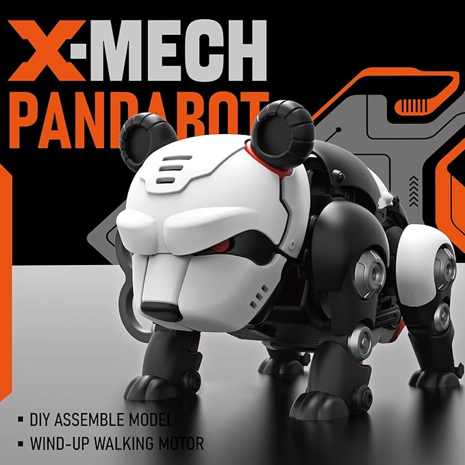 DINOBROS STEM Panda Mechanical DIY Building Blocks Toy 3D Puzzle Assembling Robot Wind Up Walking Pandabot Take Apart Toys for Kids X-MECH-CubbioJoy
