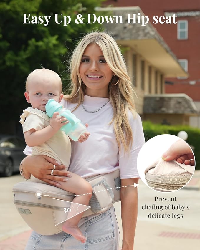 Baby Carrier Pro, MOMTORY Safety-Certified 6-in-1 Ultra Storage Baby Carrier Newborn to Toddler, Detachable Baby Holder Carrier with Hip Seat, Ergonomic Cozy Baby Body Carrier for 7-50lbs, Khaki-CubbioJoy