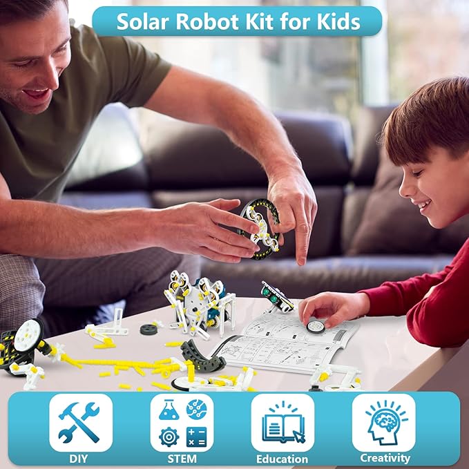 13-in-1 Solar Robot Toys for Ages 8 9 10 11 12 Year Old Boys Girls, STEM Science Kits for Kids Age 8-12, Building Experiments Robotics Kit STEM Projects for Kid Christmas Birthday Gifts (White)-CubbioJoy
