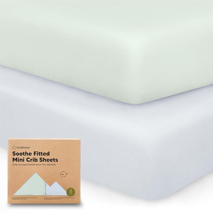 KeaBabies 2-Pack Organic Crib Sheets for Boys, Girls - 52x28 Fitted Crib Mattress Sheet Neutral, Breathable Jersey Cotton Cover for Baby Bed, Toddler Mattress, Soft & Cute Prints (Cove)-CubbioJoy