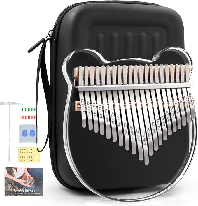 Acrylic Kalimba Thumb Piano,YUNDIE Portable 17/21 Keys Mbira Crystal Finger Piano, Musical Instruments Birthday Gift for Kid Adult Beginners Professional(Clear) (21 Keys)-CubbioJoy