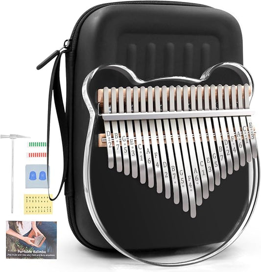 Acrylic Kalimba Thumb Piano,YUNDIE Portable 17/21 Keys Mbira Crystal Finger Piano, Musical Instruments Birthday Gift for Kid Adult Beginners Professional(Clear) (21 Keys)-CubbioJoy