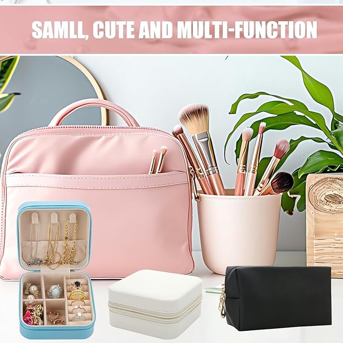 Bridesmaid Proposal Gifts Letter Cosmetic makeup bag bulk for Wedding Party Favors Bachelorette party decorations Toiletry Organizer Bag Makeup Case Gift (6, White&Black)-CubbioJoy