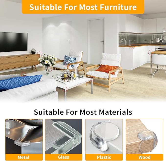 40 Pack Corner Protector Baby, 2 Shapes Baby Proof Corners and Edges, Clear Table Corner Covers Baby, Baby Corner Protector Guards, Corner Guards for Table Edges & Sharp Corners-CubbioJoy