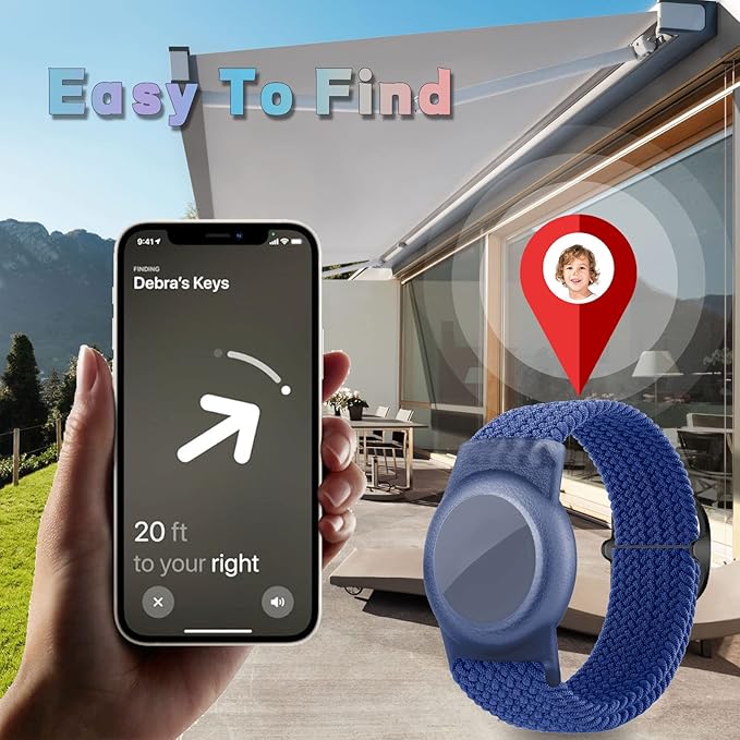 4 Pack Kids Bracelet Compatible with AirTag, GPS Kid Tracker Holder Braided Wristband for Apple Air Tag, 2022 Upgraded Nylon Adjustable Anti Lost Watch Band Fits Airtag for Kids Children(solid color)-CubbioJoy