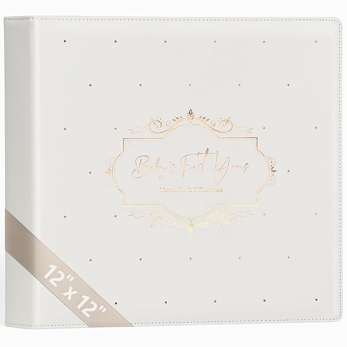 Keepsake Baby Memory Book Girl Boy – Timeless Leather-Bound Baby Milestone Book – Baby Book Keepsake Record First 5 Years – Gender Neutral Baby Scrapbook Album Baby Album Journal Registry Search Gift-CubbioJoy