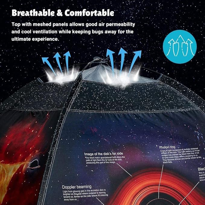 Black Hole Play Tents- Space World Dome Tent Playhouse- Imaginative Play Popup Tent for Outdoor and Indoor Fun-Kids Astronaut Space for Boys and Girls- 47" x 47" x 43 "-CubbioJoy