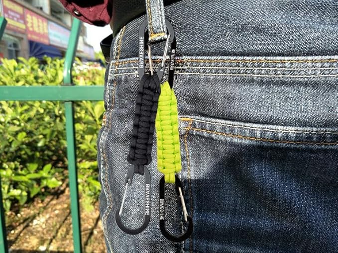 BRAVESHINE Paracord Keychain Carabiner Clip, D Ring Lanyard Hanger Stroller Hook for Water Bottle, Key, Backpacks, Men, Women-CubbioJoy