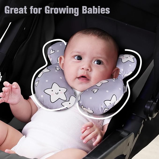 KAKIBLIN Baby Neck Pillow,Upgraded Baby Support Pillow, Head Pillow,Travel Pillow for Car Seat,Pushchair,Travel (Star)-CubbioJoy
