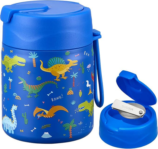 17oz Soup Thermo for Hot Food Kids,Insulated Food Jar with Spoon,Thermo Hot Food Lunch Container,Wide Mouth Leakproof Stainless Steel Lunch Box for School-Dinosaur-CubbioJoy