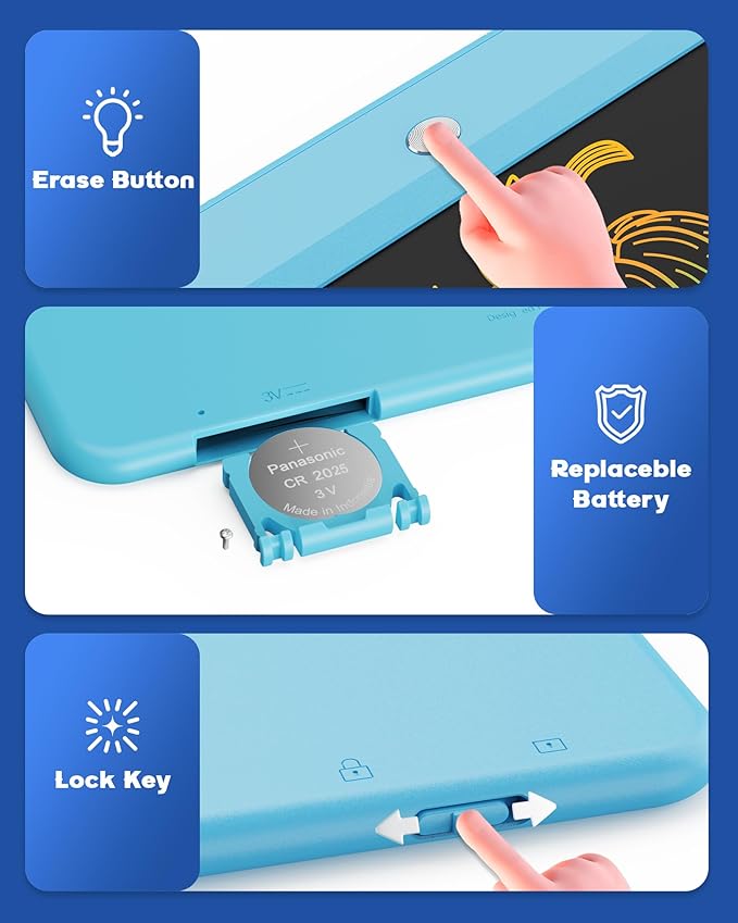 Bravokids Toys for 3-6 Years Old Girls Boys, LCD Writing Tablet 10 Inch Doodle Board, Electronic Drawing Pads, Educational Birthday Gift for 3 4 5 6 7 8 Years Old Kids Toddler (Blue)-CubbioJoy