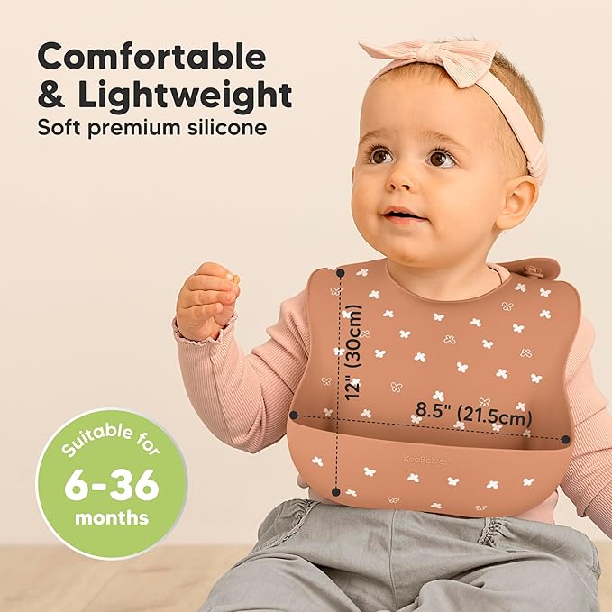 KeaBabies 2-Pack Silicone Baby Bibs for Eating - Sturdy Food-Grade Silicone Bibs for Babies Girl, Boy, Large Food Catcher, Clean & Put On Easily, Waterproof Toddler Feeding Essentials (Butterflies)-CubbioJoy