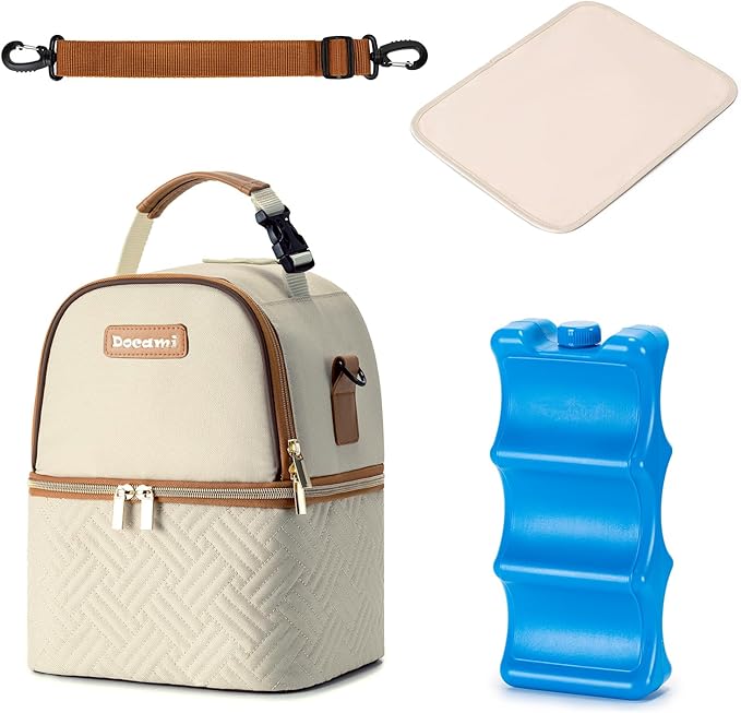 Breastmilk Cooler Bag with Ice Pack & Mat Fit 6 Bottles Up to 9 Ounce, Baby Bottle Cooler Bag for Moms, Daycare & Travel, Black-CubbioJoy