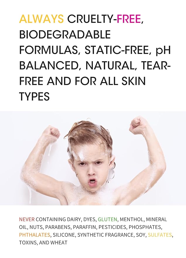 Clean Kids Naturally Tropical Shampoo- EWG Verified, All-Natural, Coconut-free, Gluten-free, Vegan, and Cruelty-free, Paraben-Free (2 Bottles, Orange Burst)-CubbioJoy