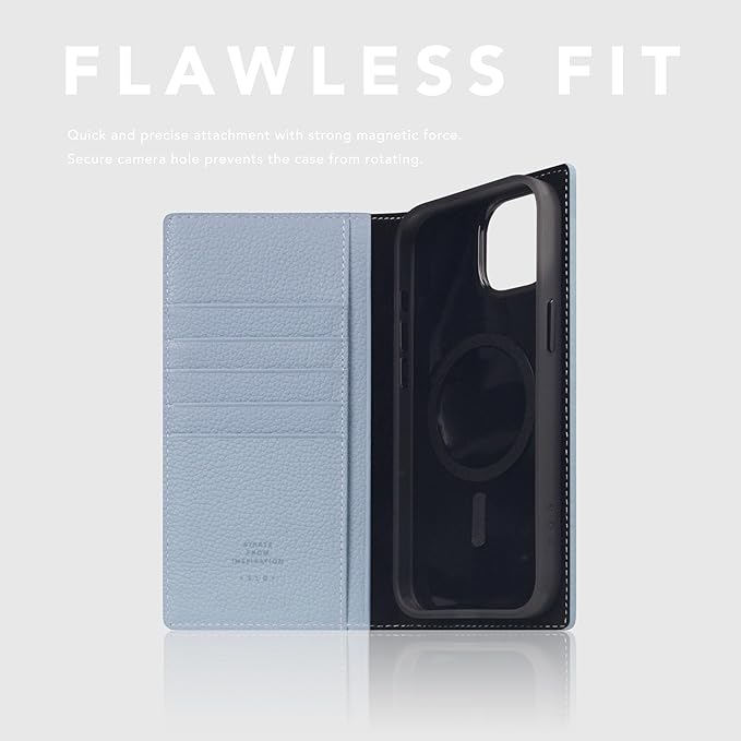 D8 Full Grain Leather Wallet Case for iPhone 15 Plus - [2-in-1] Handcrafted Detachable Diary Style with Magnetic MagSafe Back Cover, Gift Box Included (Powder Blue)-CubbioJoy