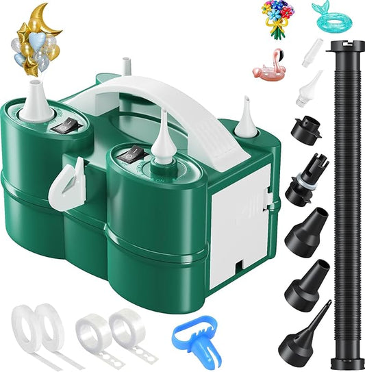 3-in-1 Electric Balloon Pump, Portable Air Pump for Latex 260q Foil Balloons, Dual Nozzle Balloon Blower Machine for Party Decoration, 110V AC Inflator Deflator for Inflatables Pool Floats Mattress-CubbioJoy