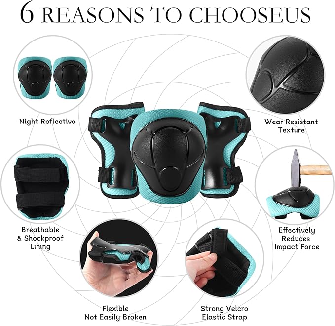 Adjustable Kids Bike Helmet with Knee & Elbow Pads Set, Color Gradient Design for Boys and Girls Aged 3-14+, for Skateboarding, Scooter, Roller & Inline Skating, Longboard-CubbioJoy